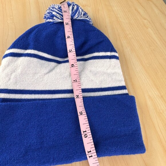Macys Thanksgiving Day Parade Blue White Beanie Pom Pom Unisex Stretch Souvenir - Picture 6 of 7